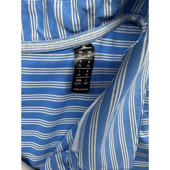 Adidas Polo Shirt XL Blue Stripped With Logo Of Quail Hallow Golf - Picture 3 of 6